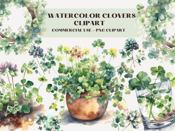 Download Watercolor Clovers Clipart - Premium Resources