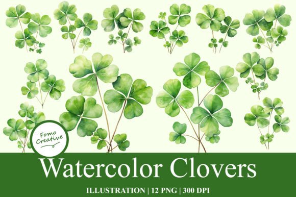 Download Watercolor Clovers Clipart - Clovers Collection