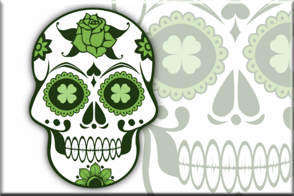 Download St. Patrick's Day Skull with Clovers - Clovers Collection